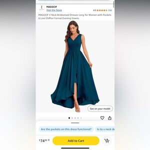 Teal Blue High Low Dress with Elegant Design and corset back sz 16 formal